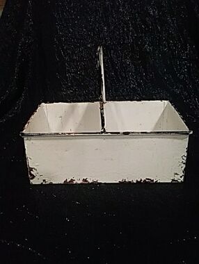 Vintage White Metal Double Caddy